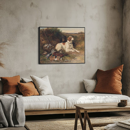 Vintage Hunting Dogs & Game Still Life Canvas