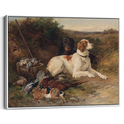 Vintage Hunting Dogs & Game Still Life Canvas