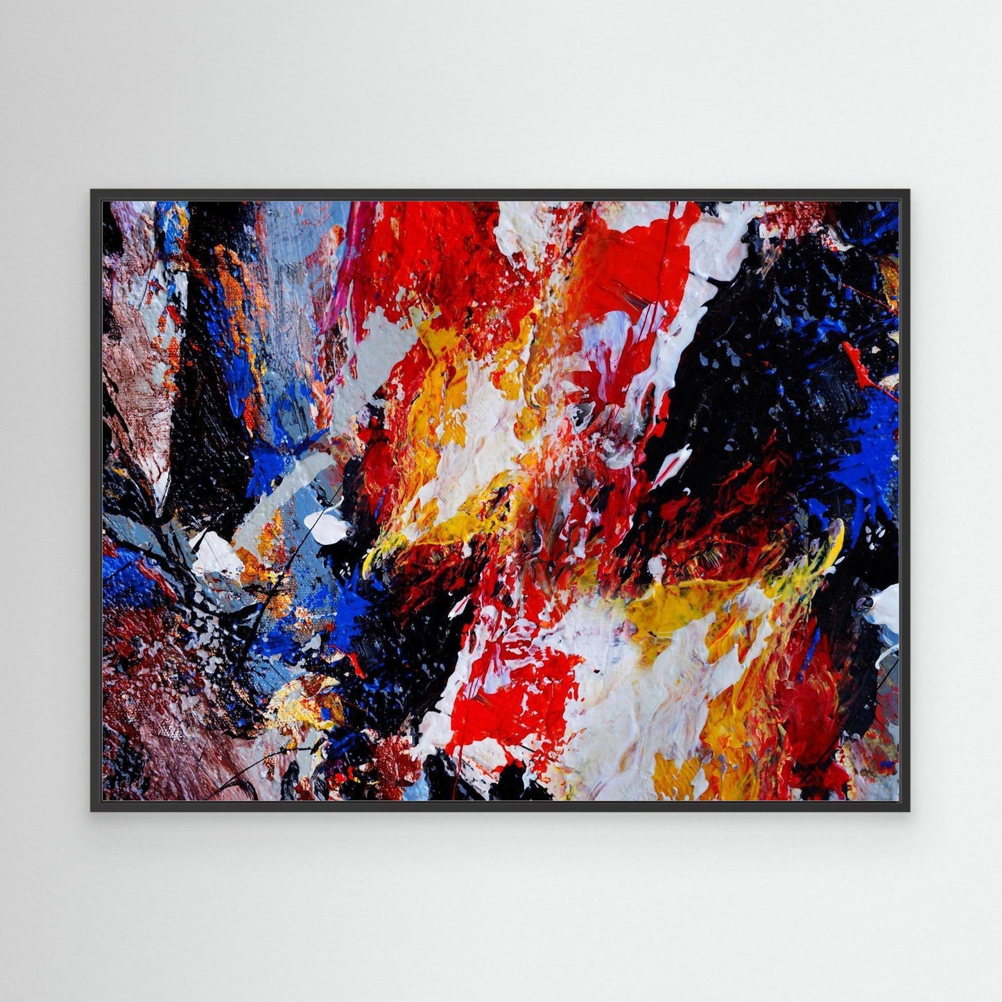 Passionate Fury | Bold Abstract Expressionism Framed Canvas