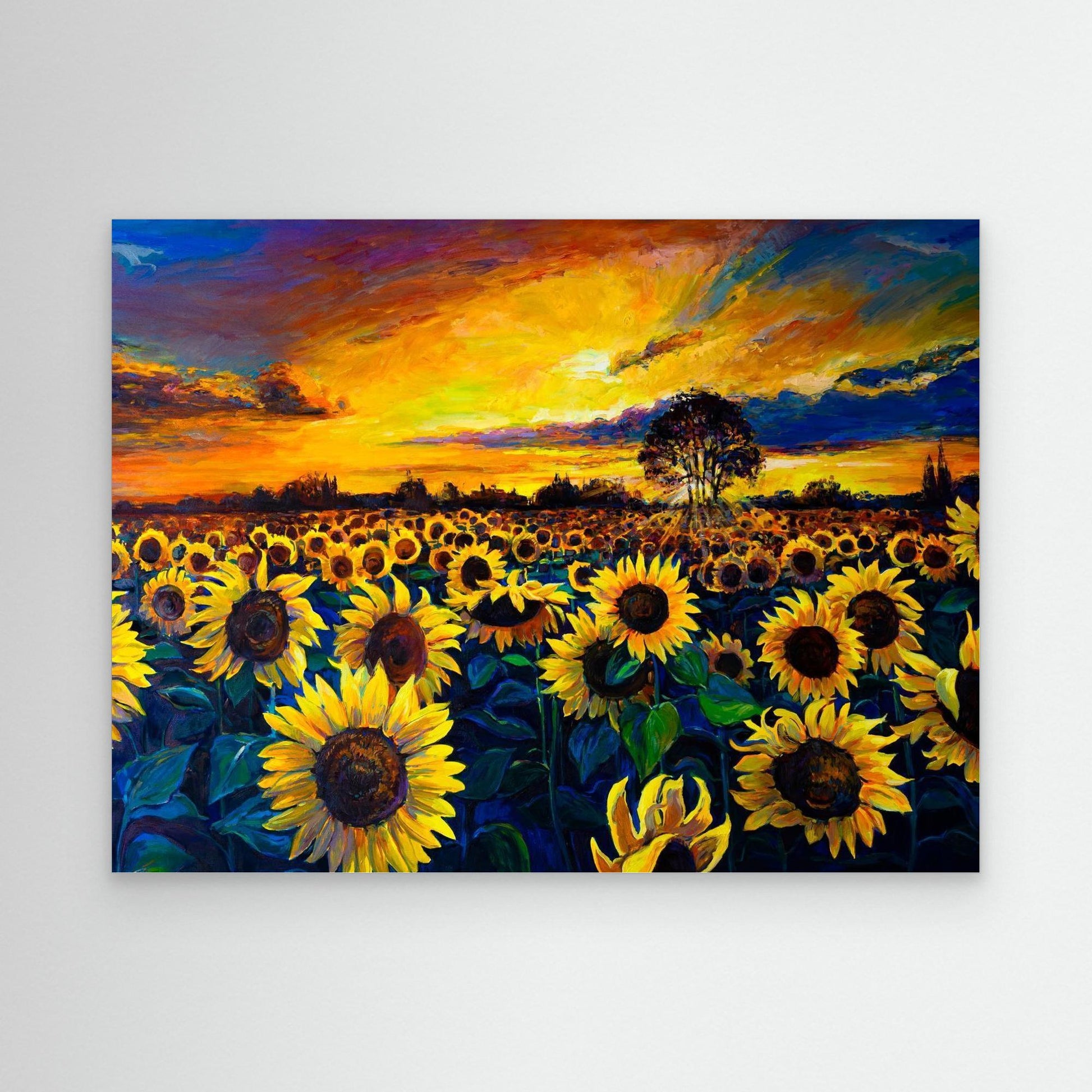 Sunflower Sunset | A Vibrant Horizon Framed Canvas Art