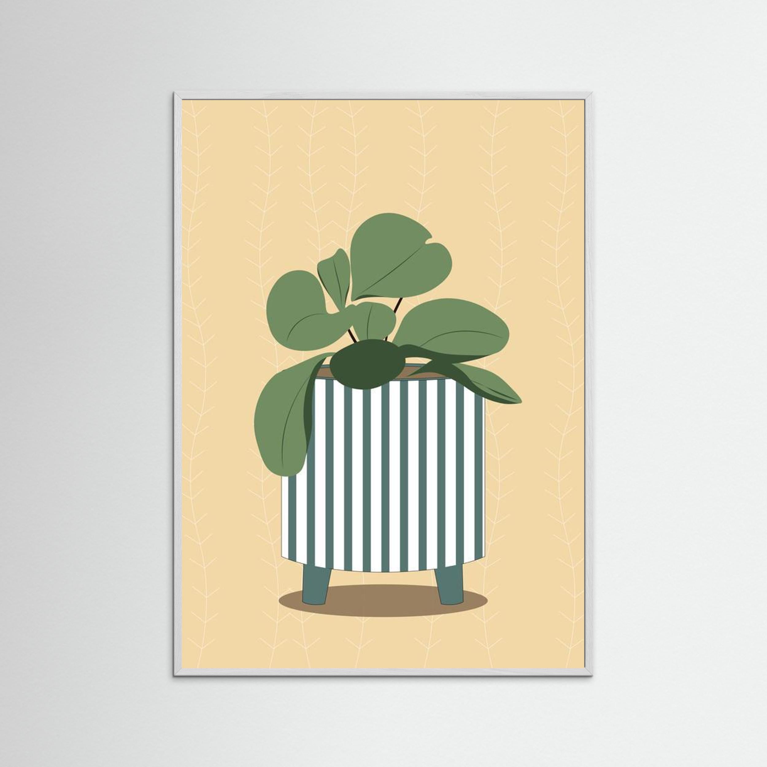 Striped Plant Pot Illustration