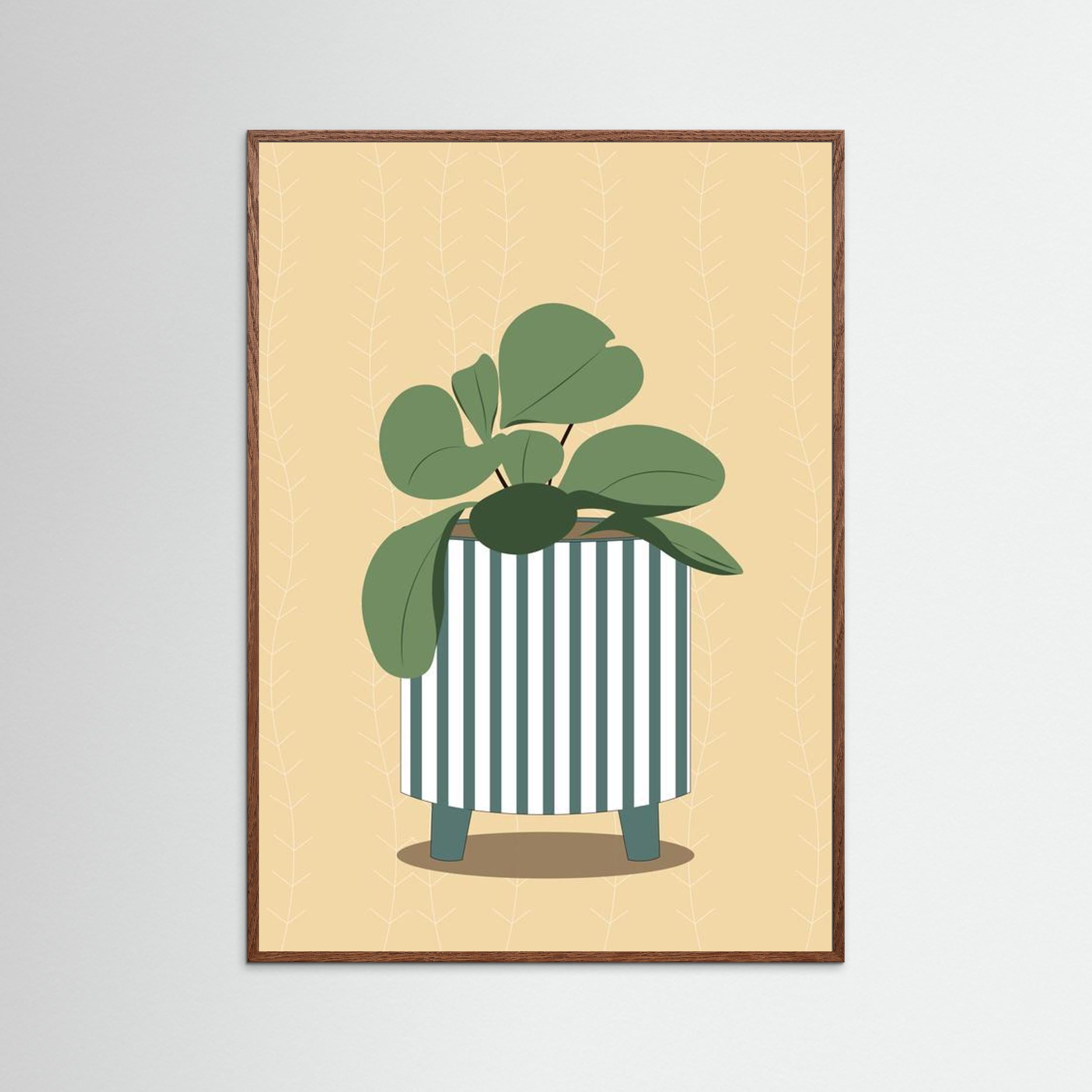 Striped Plant Pot Illustration