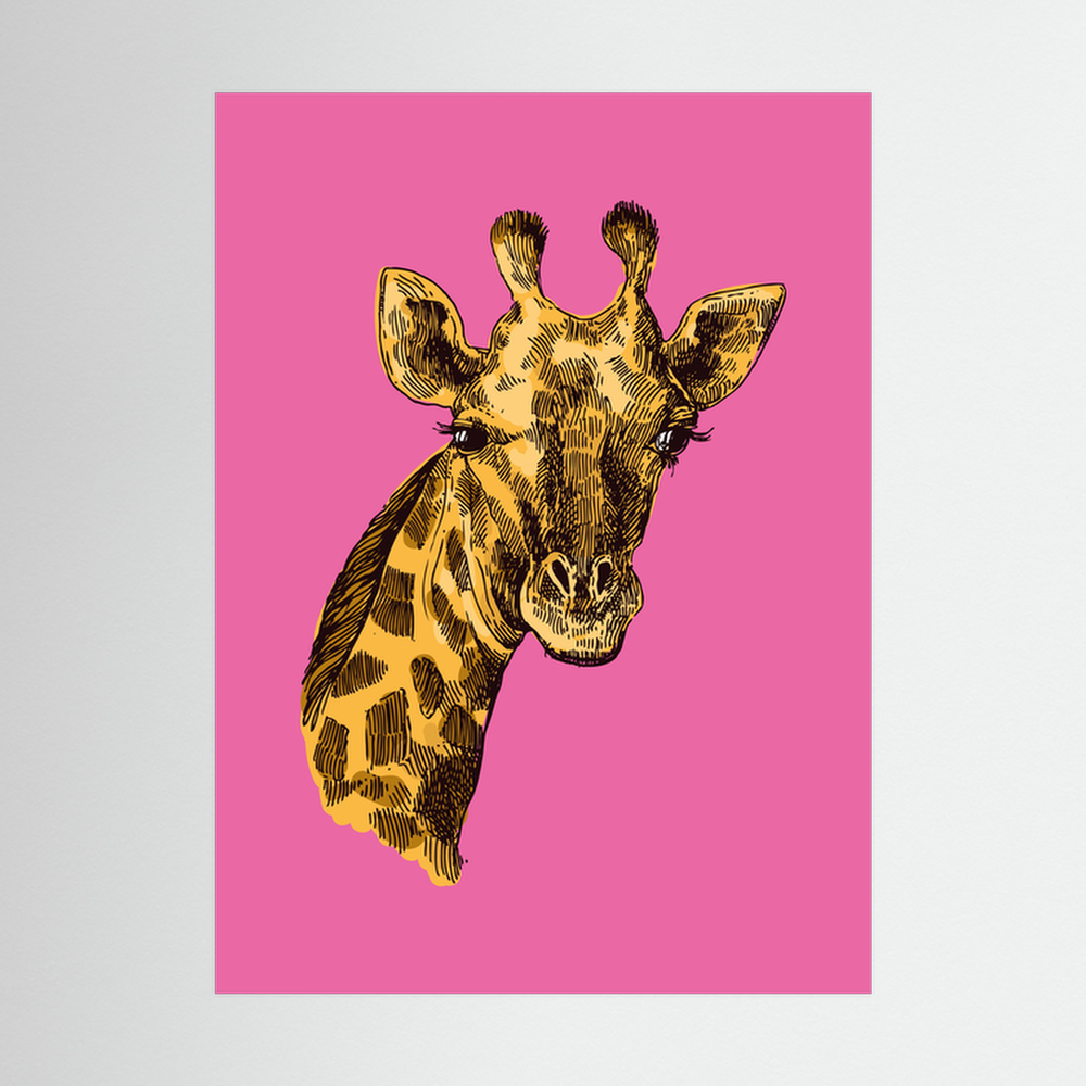 Giraffe in Pink | Pink Giraffe Art Print