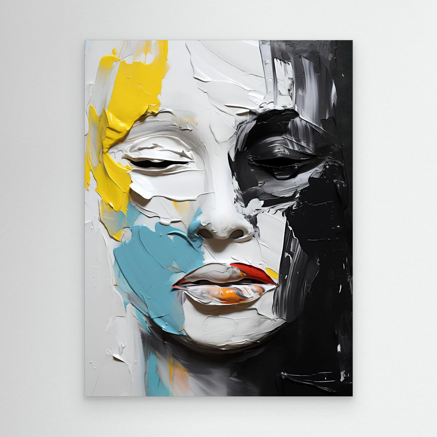 Duality Unveiled | Fierce Colour Clash Portrait Framed Wall Canvas