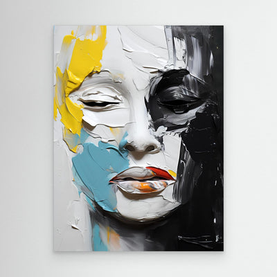 Duality Unveiled | Fierce Colour Clash Portrait Framed Wall Canvas