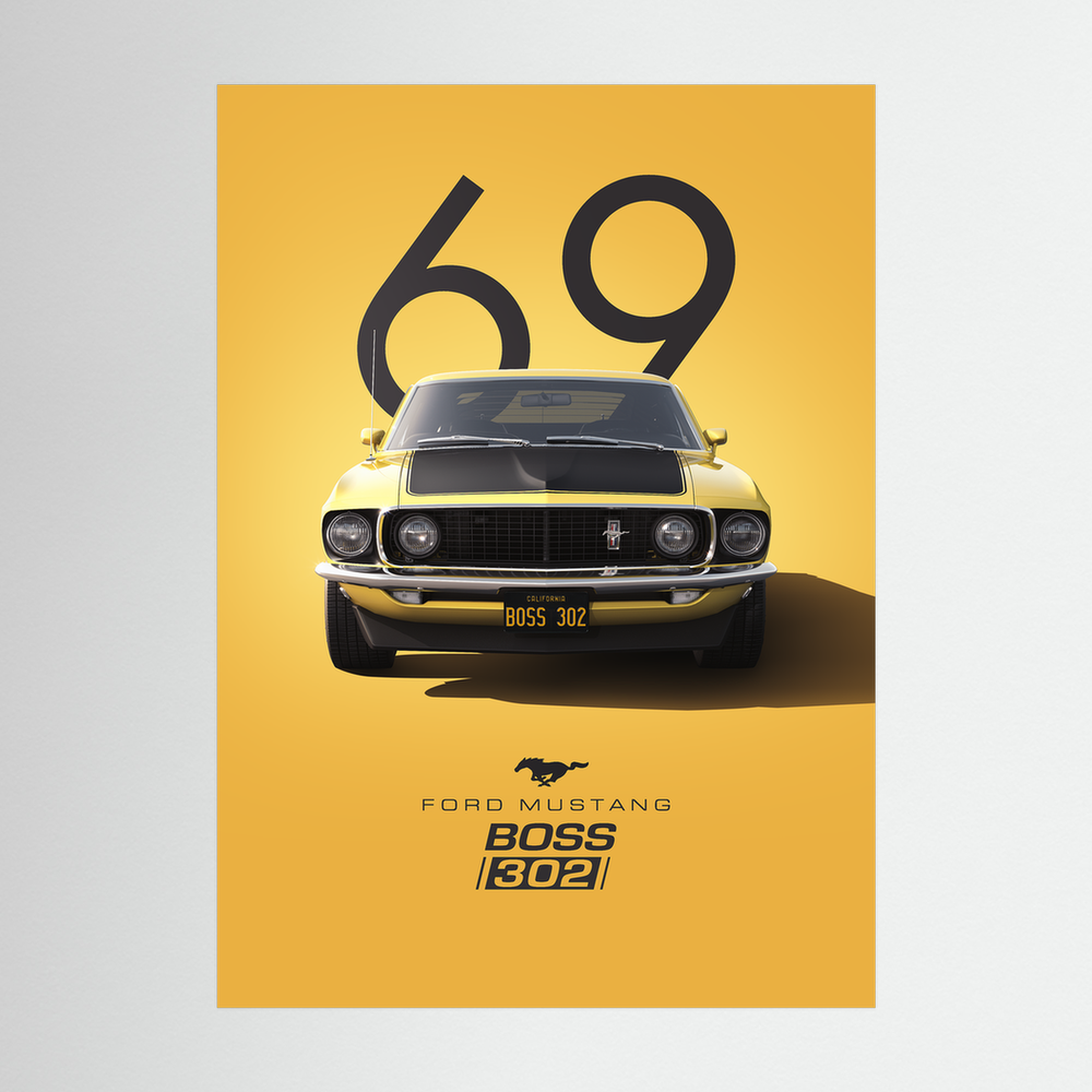 Golden Boss | Yellow Classic Muscle Car Poster