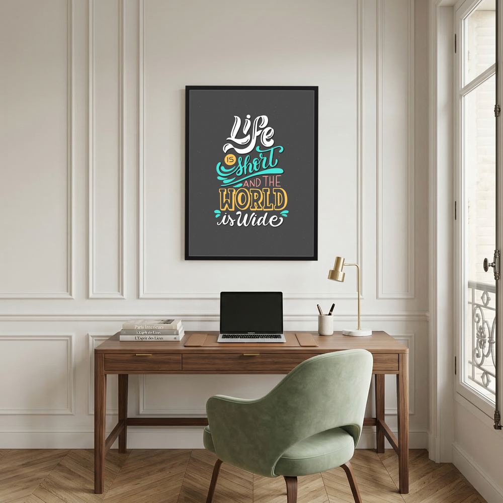 World Is Wide travel quote typography print, product view 8.