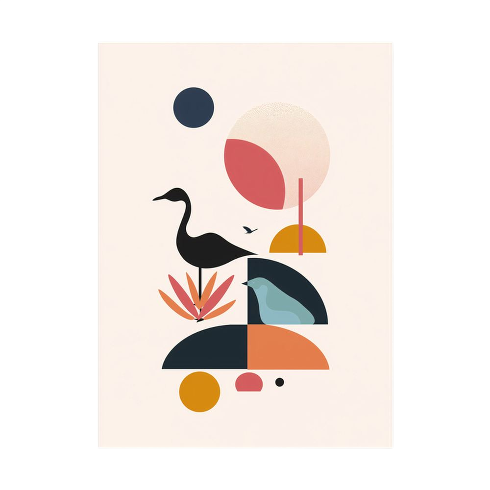 Quiet Heron – Mid-Century Bird Art Print