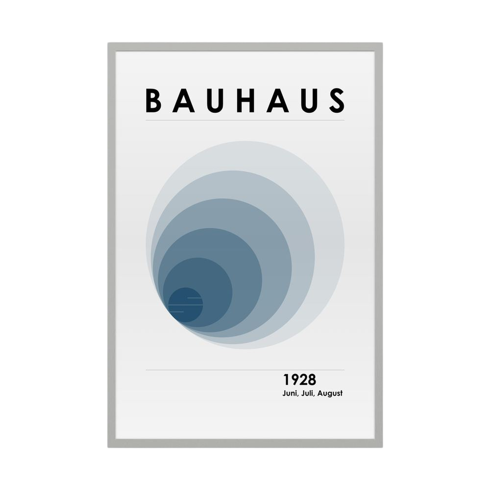 Quiet Orbit blue Bauhaus circle art print, product view 4.