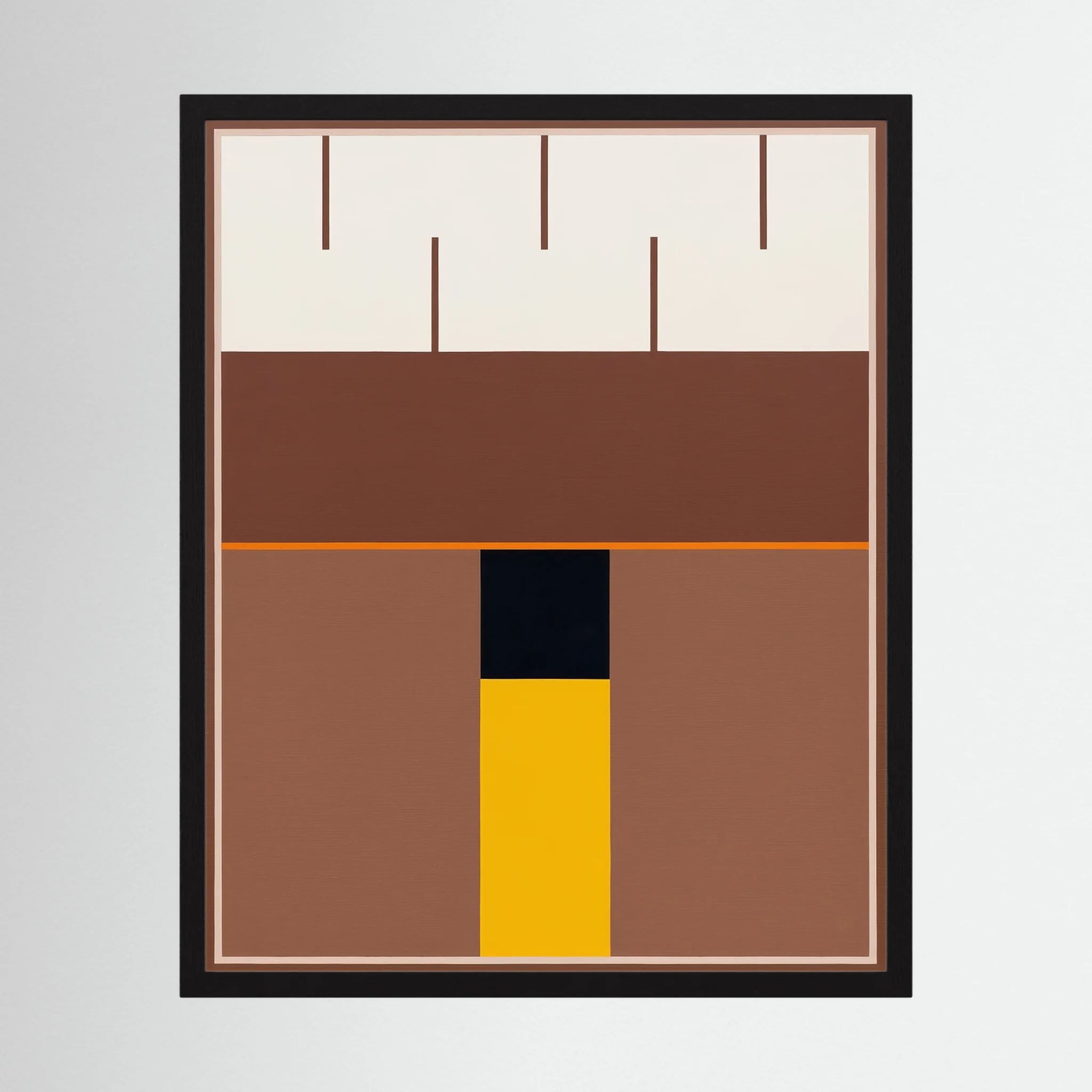 Brown and cream geometric planes centred by a black and golden-yellow vertical axis, shown in product view 4.