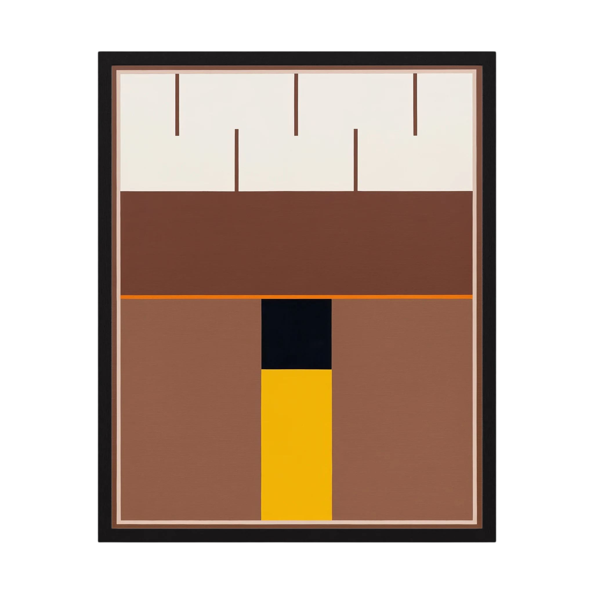 Brown and cream geometric planes centred by a black and golden-yellow vertical axis, shown in product view 4.