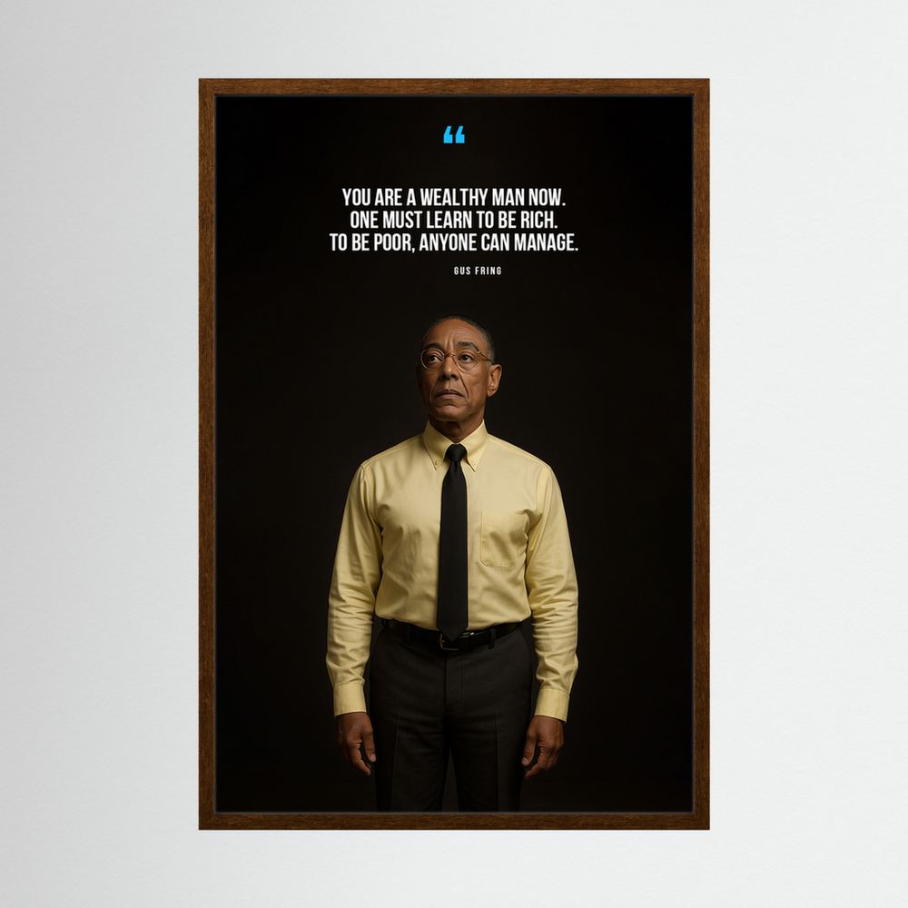 Learn to Be Rich cinematic wealth quote wall print, product view 2.