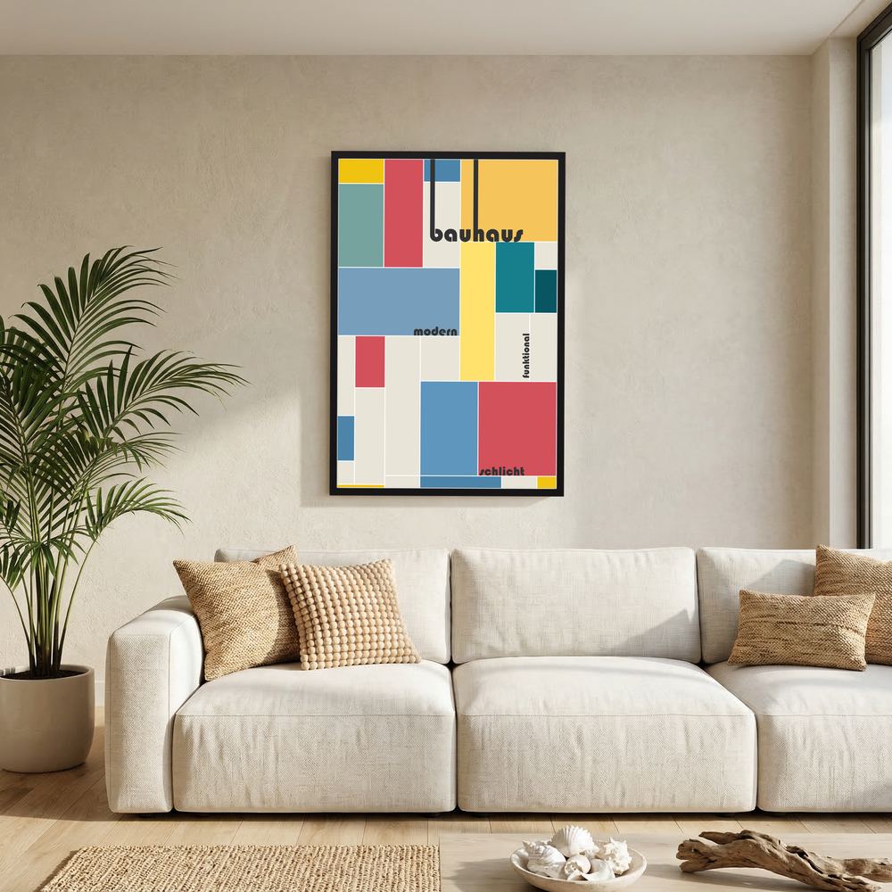 Modern Grid colourful Bauhaus geometric print, product view 8.