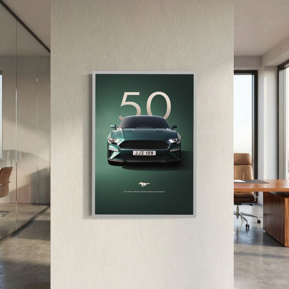 Fifty Years green modern muscle car print, product view 8.