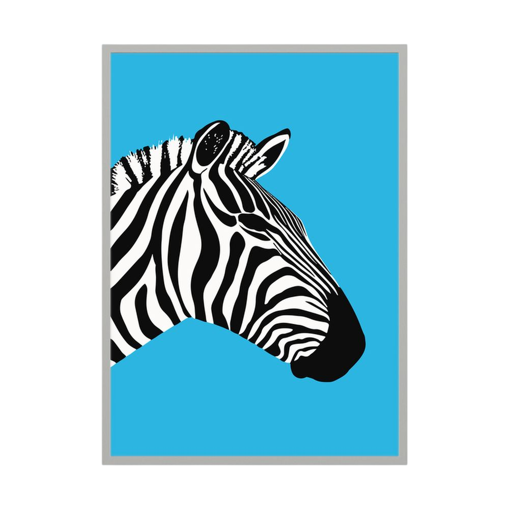 Striped Profile blue zebra art print, product view 4.