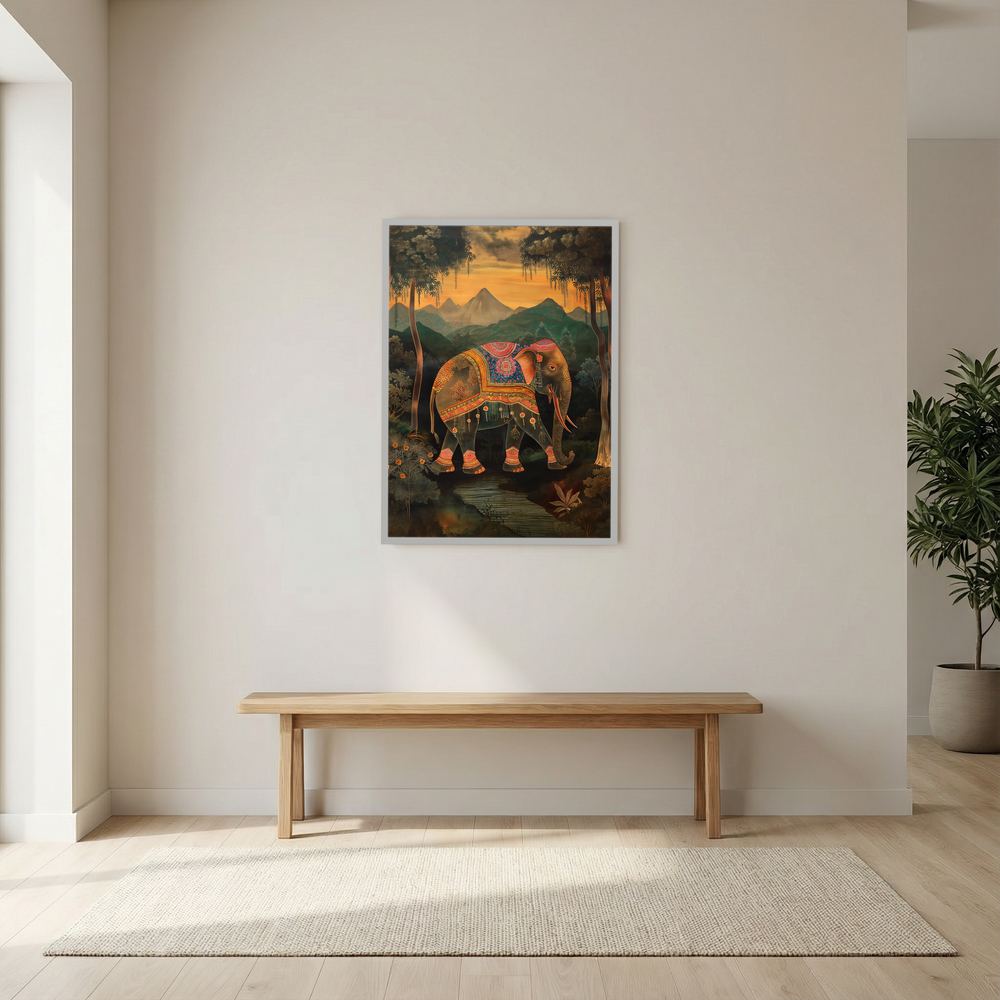 Forest Procession ornate elephant wall art print, product view 8.
