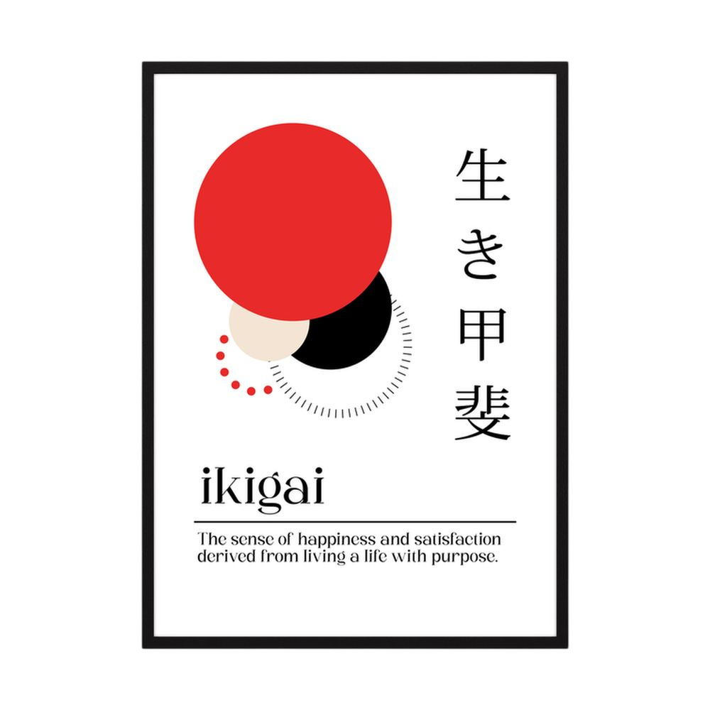Purpose in Balance red and black Ikigai wall print, product view 3.
