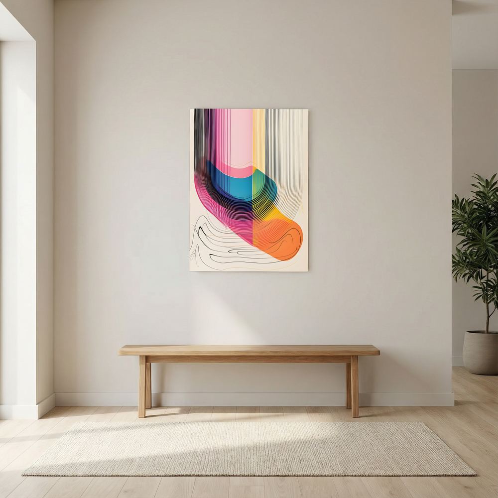 Chromatic Current colourful abstract line art print, product view 5.