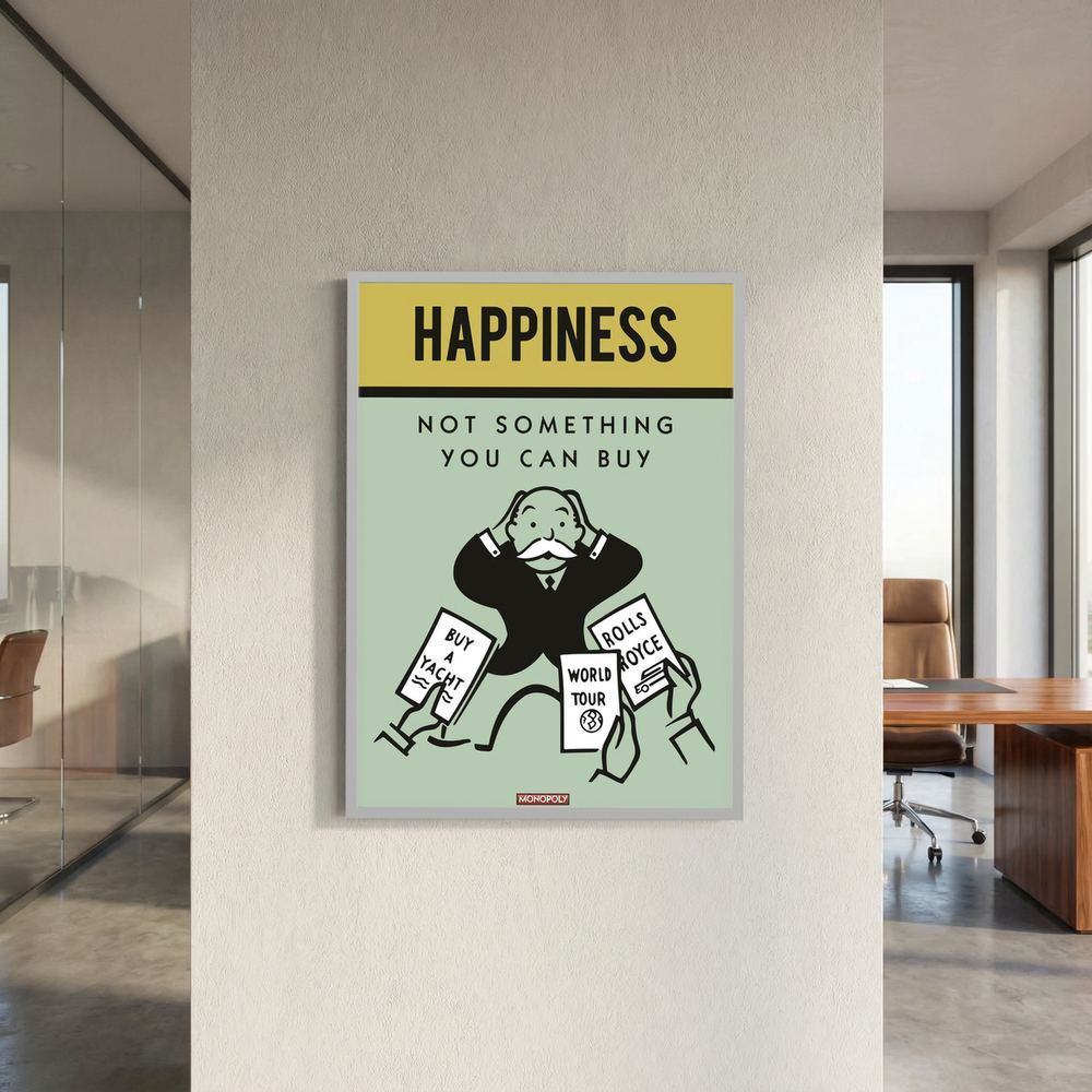 Unbought Joy retro happiness quote print, product view 12.