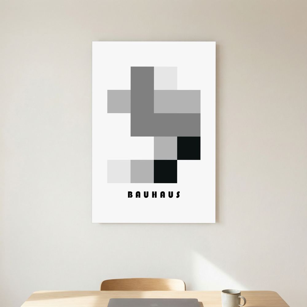 Monochrome Structure black and grey Bauhaus print, product view 5.