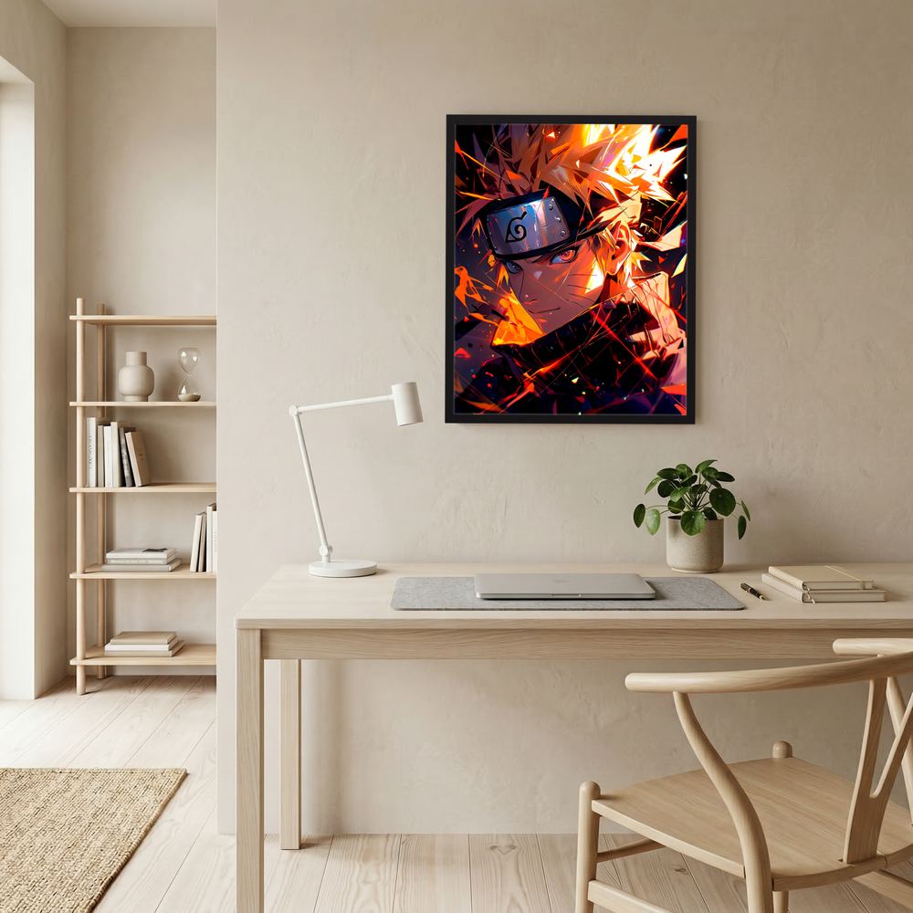 Fire Within dramatic anime ninja wall print, product view 7.
