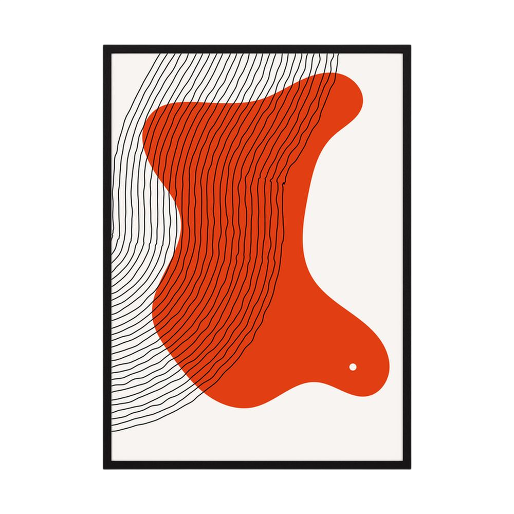 Contour Drift – Red Organic Line Abstract Print