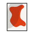 Contour Drift – Red Organic Line Abstract Print
