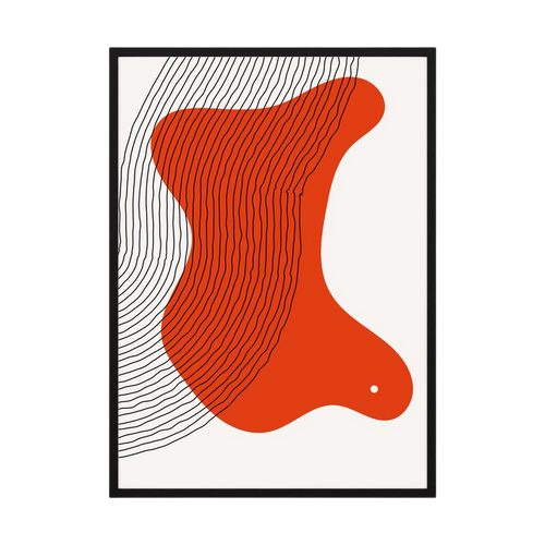 Contour Drift – Red Organic Line Abstract Print