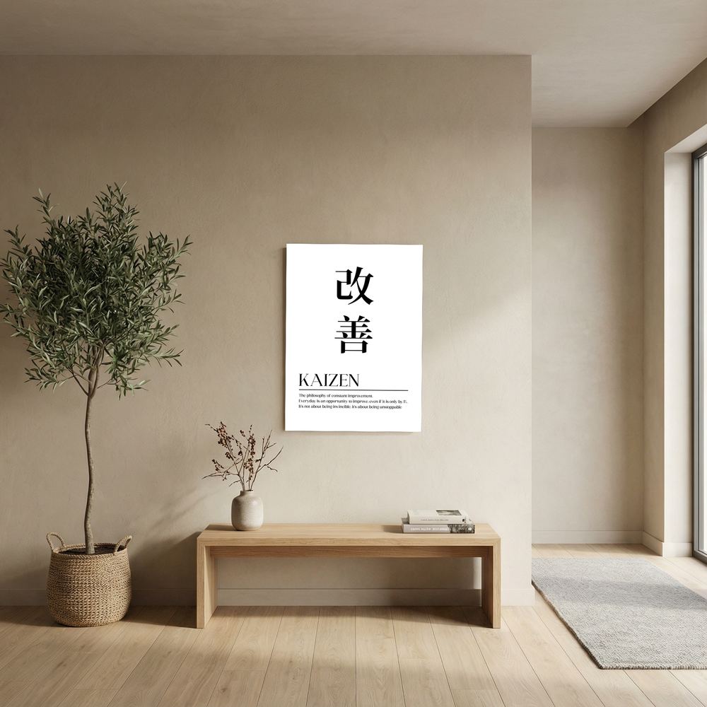 Constant Improvement minimalist Kaizen typography print, product view 5.