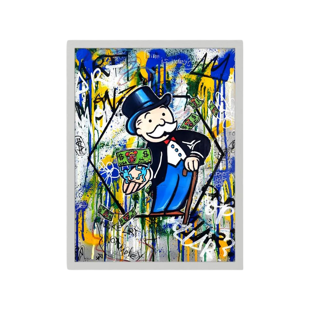 Money in Motion colourful money graffiti art print, product view 2.