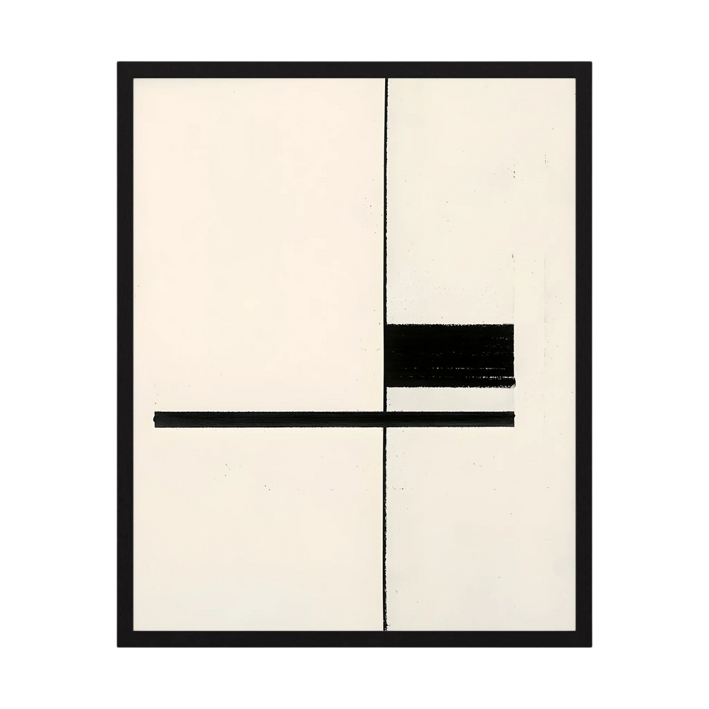 Minimal black lines and rectangular forms arranged on a warm cream background, shown in product view 4.