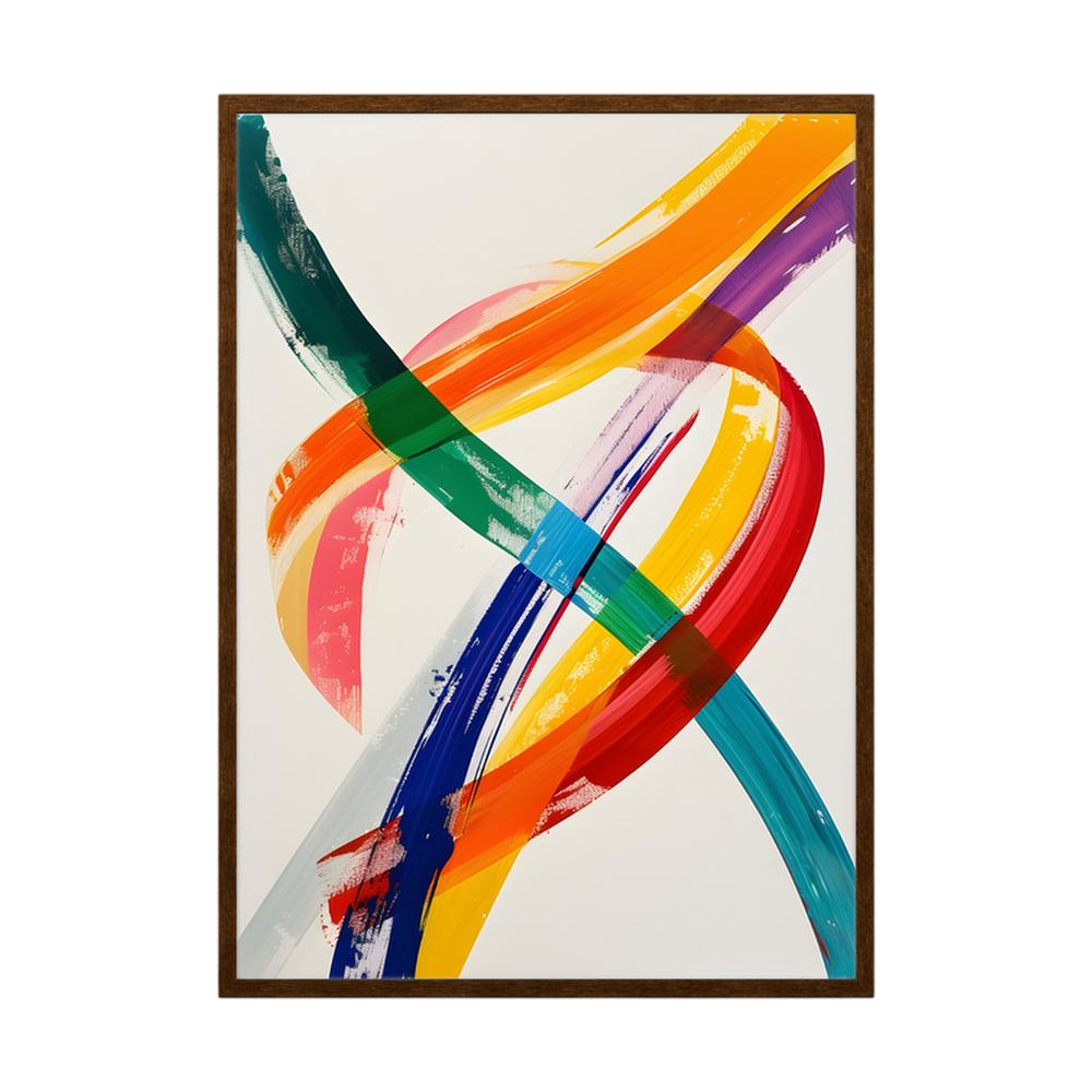 Kinetic Ribbons colourful brushstroke abstract print, product view 2.