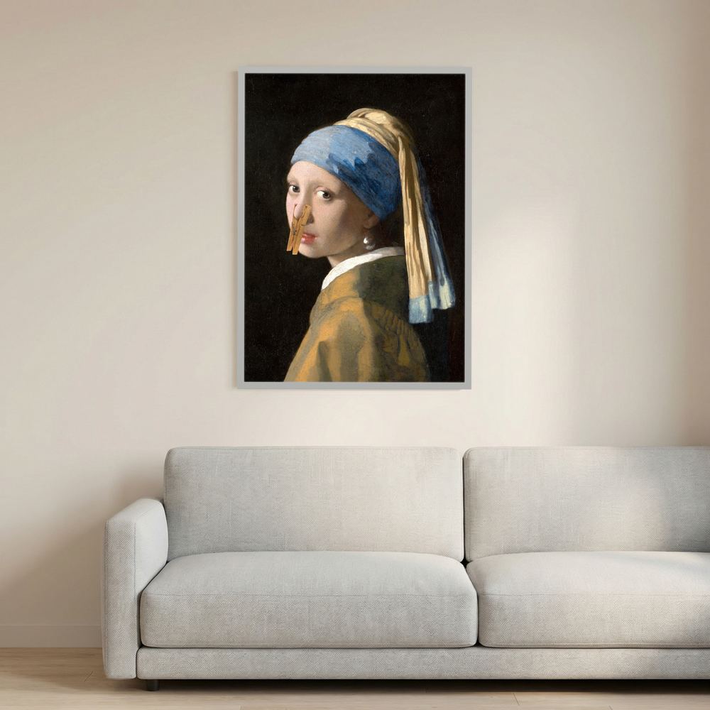 Peg with a Pearl humorous classical portrait parody print, product view 9.