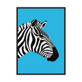 Striped Profile blue zebra art print, product view 3.