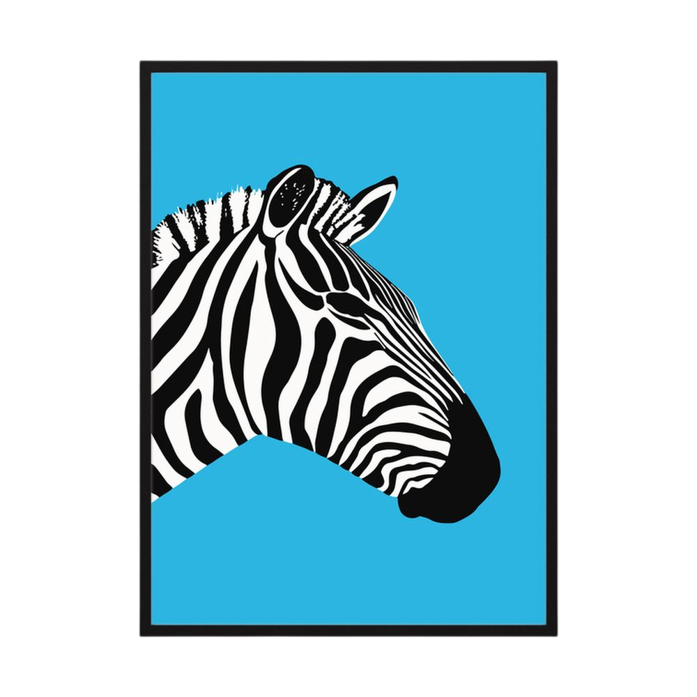 Striped Profile blue zebra art print, product view 3.