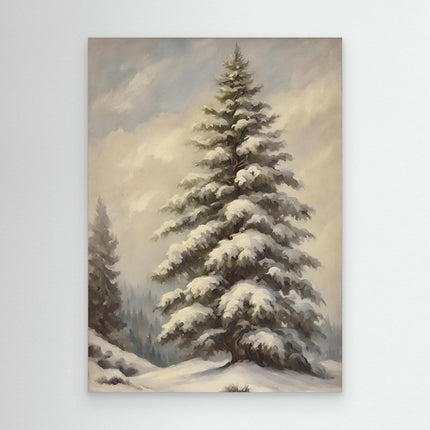 Snow-Crowned Pine Canvas Art