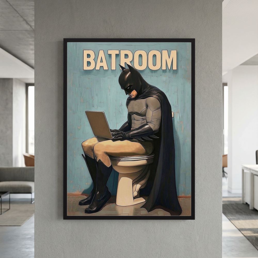Batroom Break funny superhero bathroom print, product view 8.