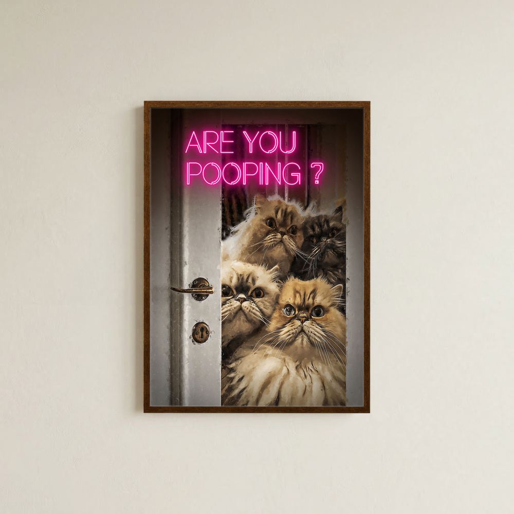 Curious Company funny cat bathroom wall print, product view 6.
