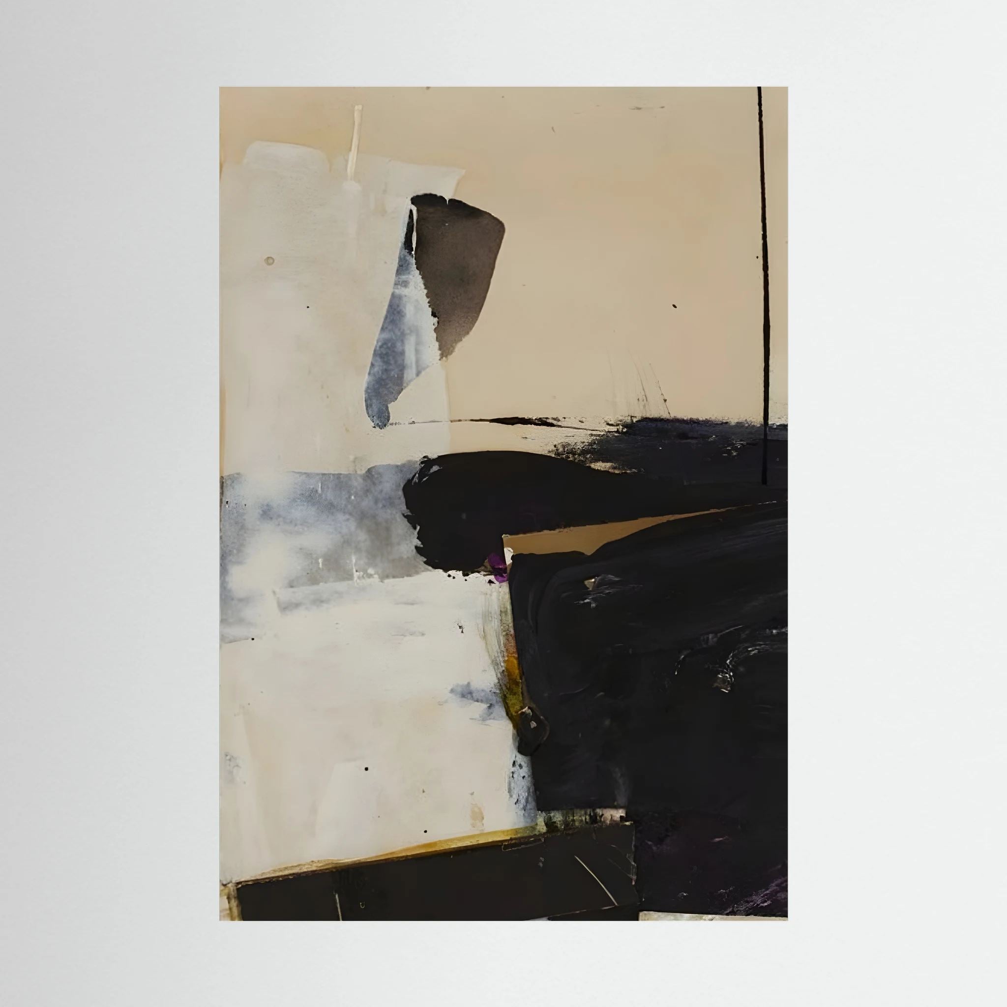 Broad black, cream and grey painterly forms create a restrained high-contrast abstract composition, shown in product view 4.