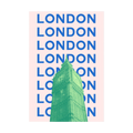 London Repeat – Green Big Ben Typography Print