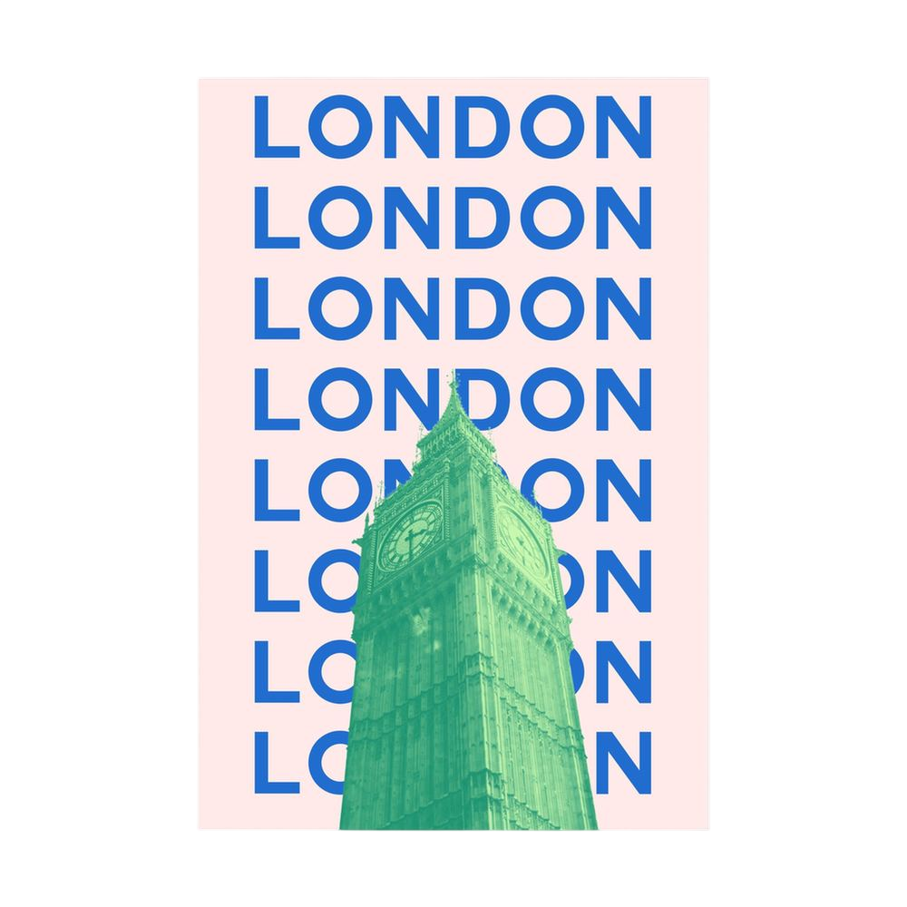 London Repeat – Green Big Ben Typography Print