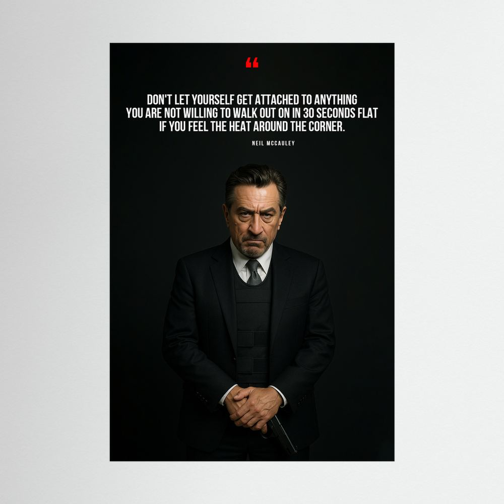 Dark suited male portrait with walk-away quote.