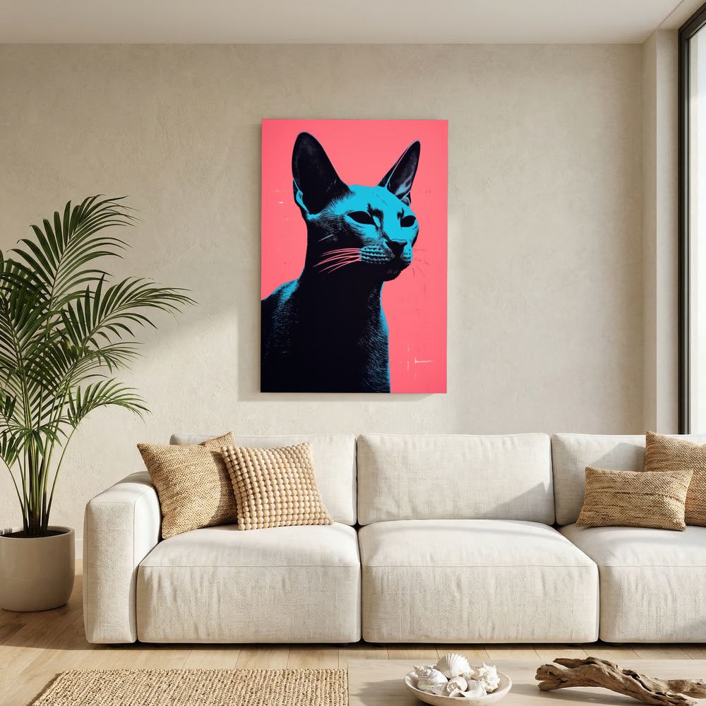 Electric Feline colourful pop art cat print, product view 5.