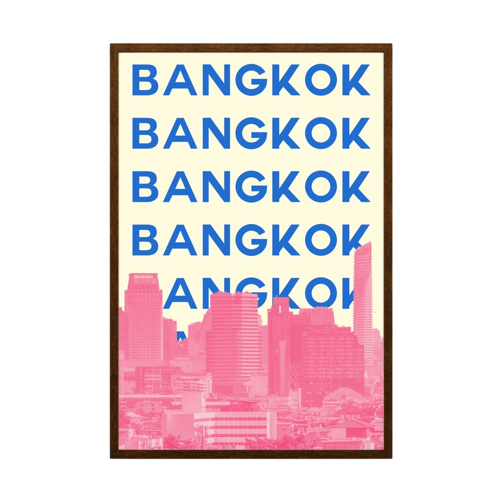Bangkok Repeat – Pink Blue Thailand City Poster