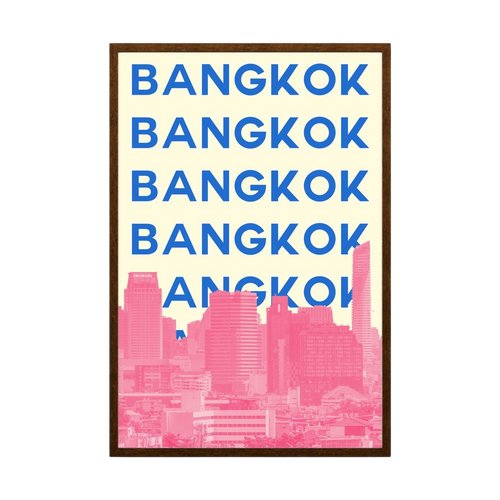 Bangkok Repeat – Pink Blue Thailand City Poster