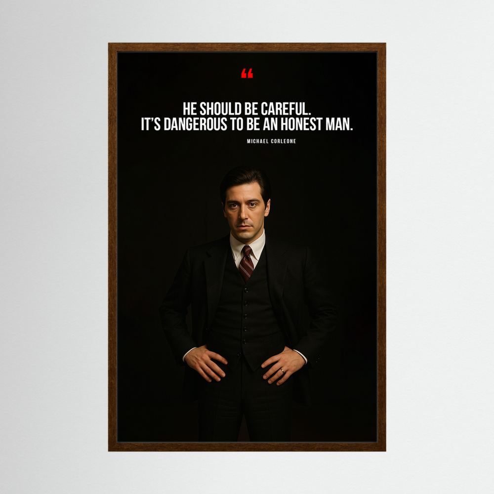 Honest Man dark cinematic quote portrait print, product view 2.