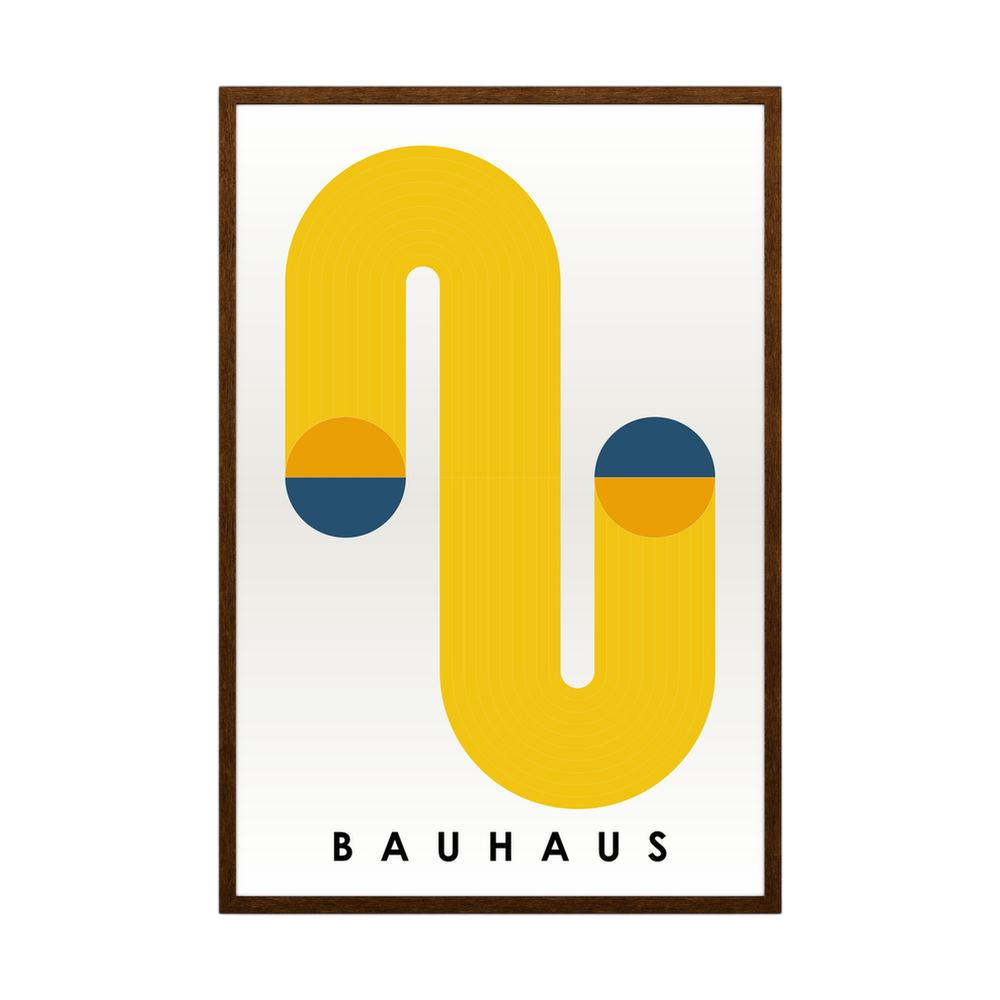 Golden Loop yellow Bauhaus geometric art print, product view 2.