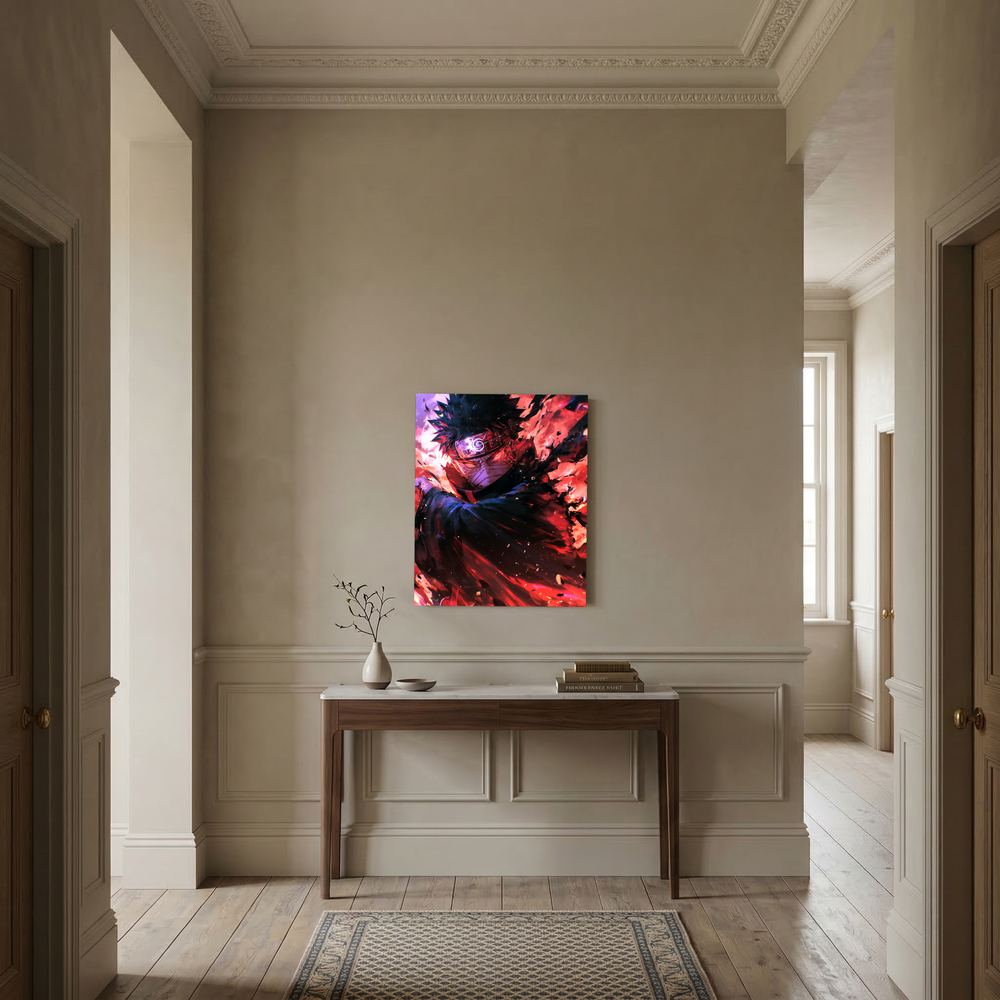 Shadow Surge red and purple anime warrior print, product view 5.