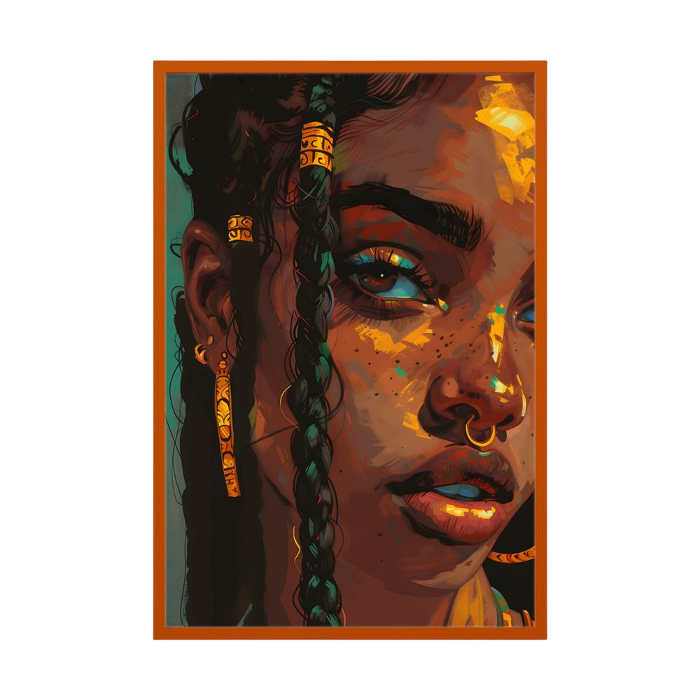 Golden Gaze Black woman portrait wall art print, product view 5.