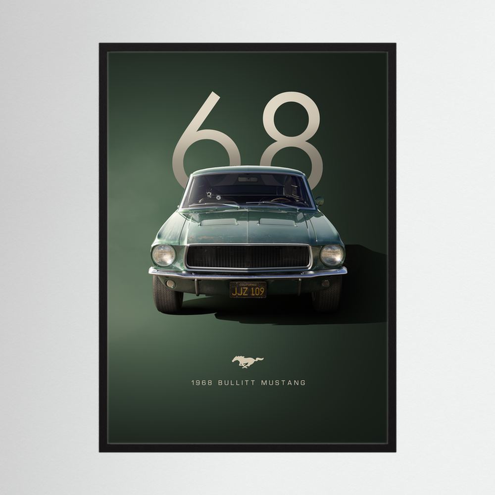 Sixty-Eight Pursuit green vintage car wall art print, product view 3.